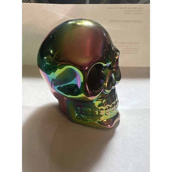 Iridescent Porcelain Halloween Skull - Picture 2 of 9